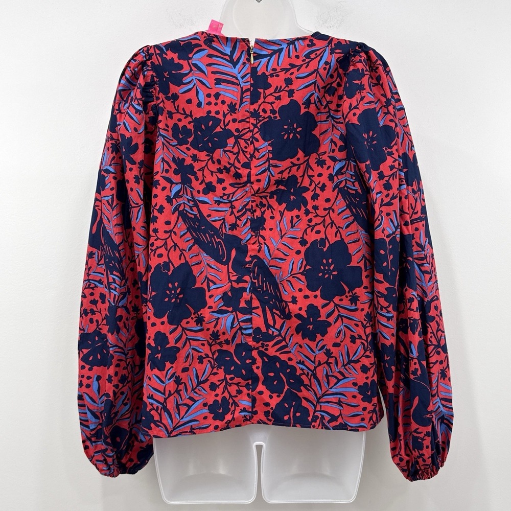Lilly Pulitzer Lynnley Long Sleeve Top M NWT Heron My Own Resort Preppy Floral - Picture 11 of 13